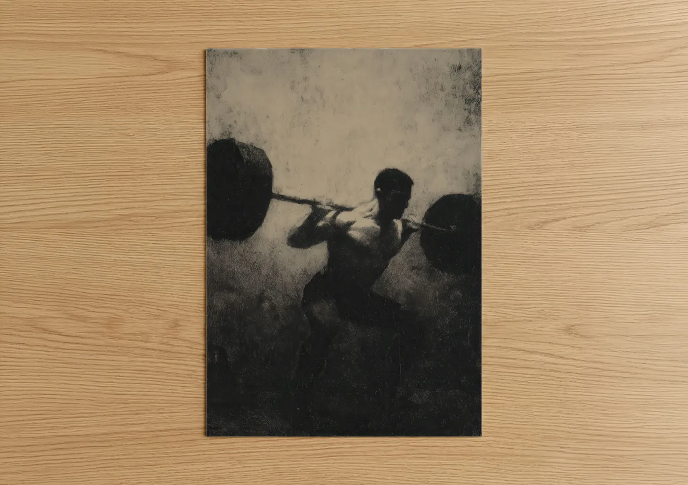 Bodybuilder Lifting Barbell Silhouette Wall Art