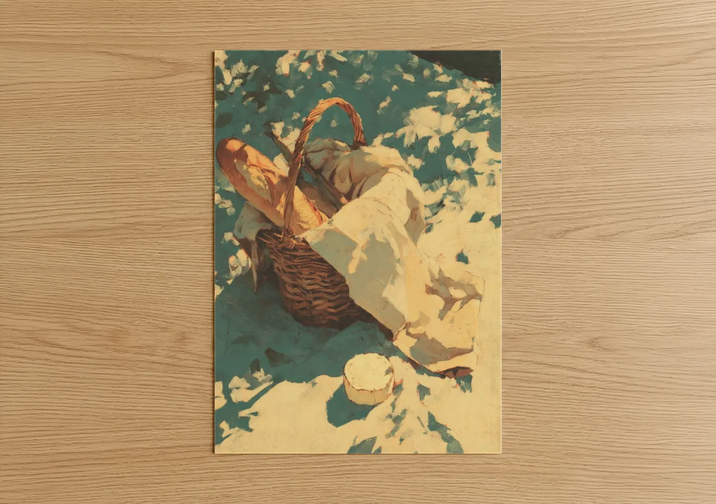 Golden Cheese Basket Still Life Wall Art