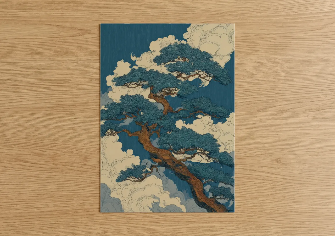 Majestic Kauri Tree Japanese Woodblock Wall Art