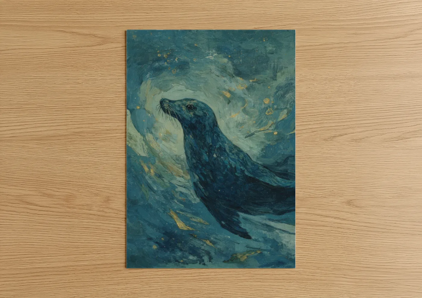 Celestial Sea Lion Ethereal Ocean Wall Art