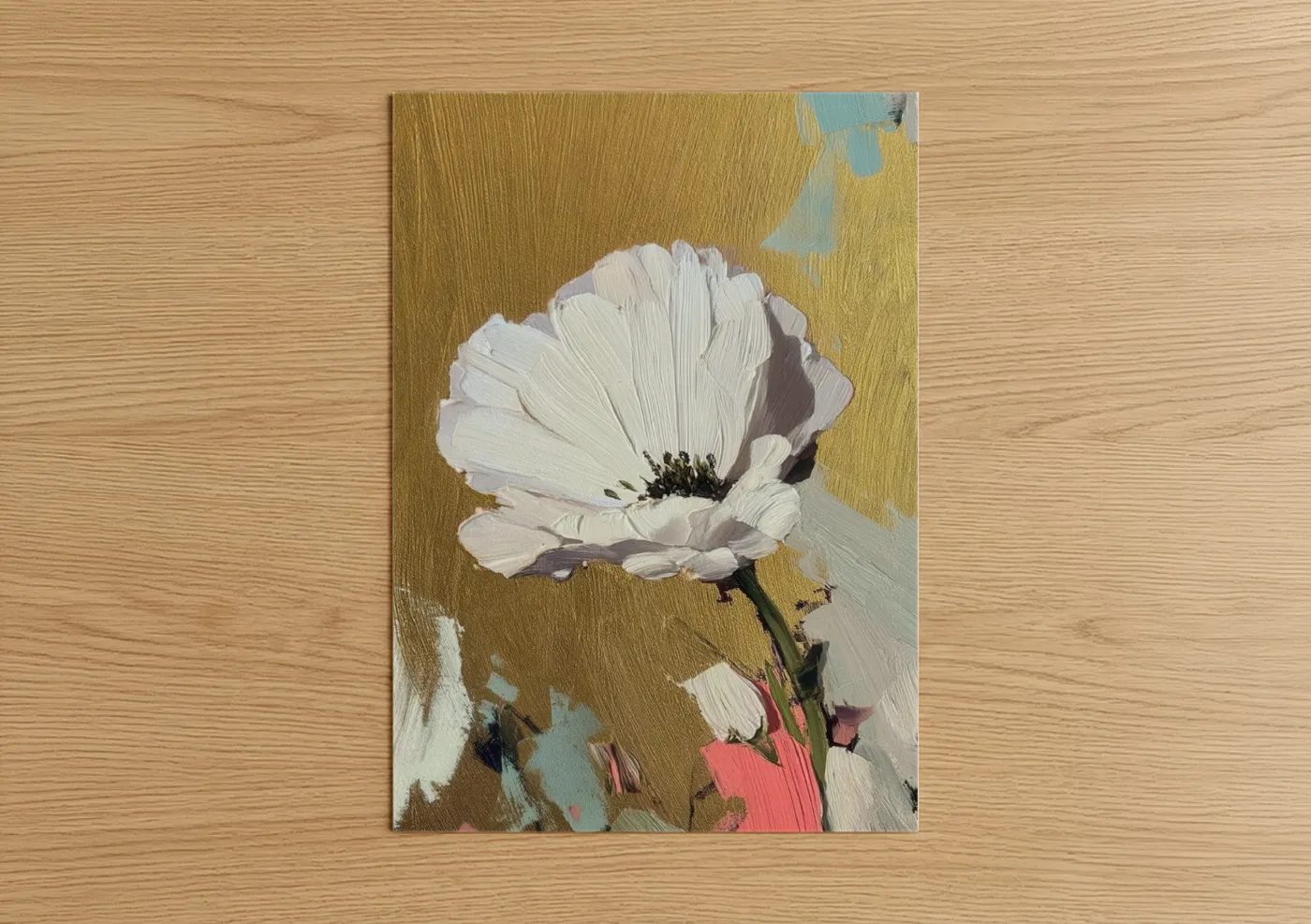 Golden Anemone Abstract Flower Wall Art