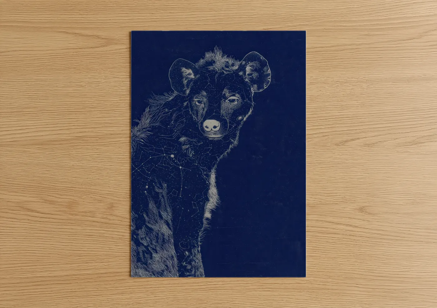 Celestial Hyena Starry Night Illustration Wall Art