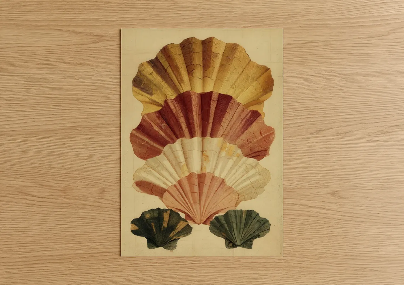 Vintage Scallop Shell Illustration Wall Art