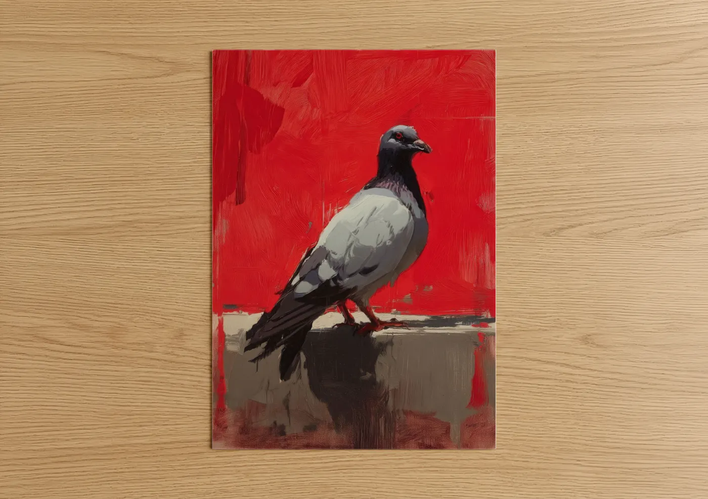 Crimson Pigeon Bold Red Contemporary Wall Art