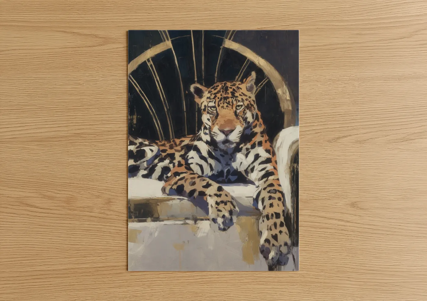 Golden Leopard Art Deco Wildlife Wall Art