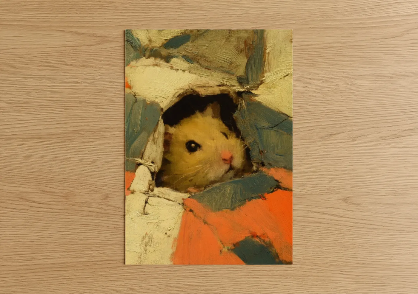 Cozy Hamster Peek Expressionist Wall Art