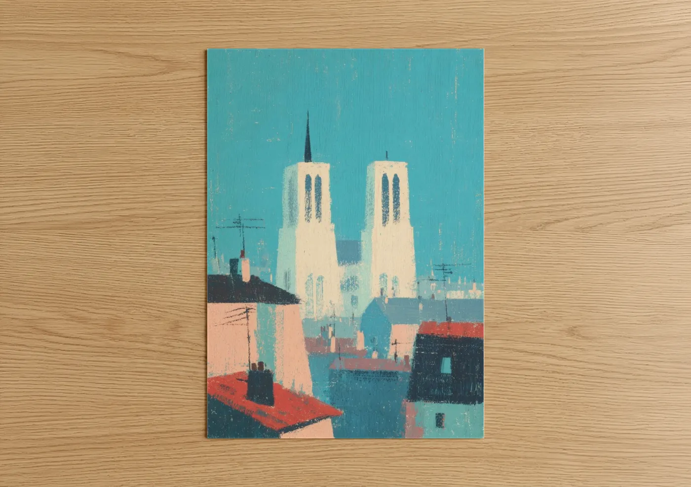 Notre-Dame Cathedral Turquoise Wall Art