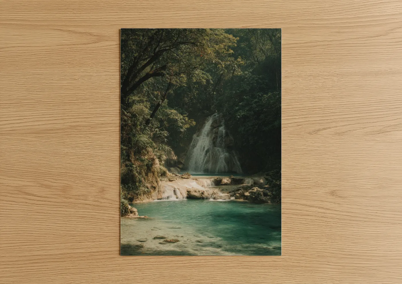 Emerald Jungle Waterfall Nature Photography Wall Art