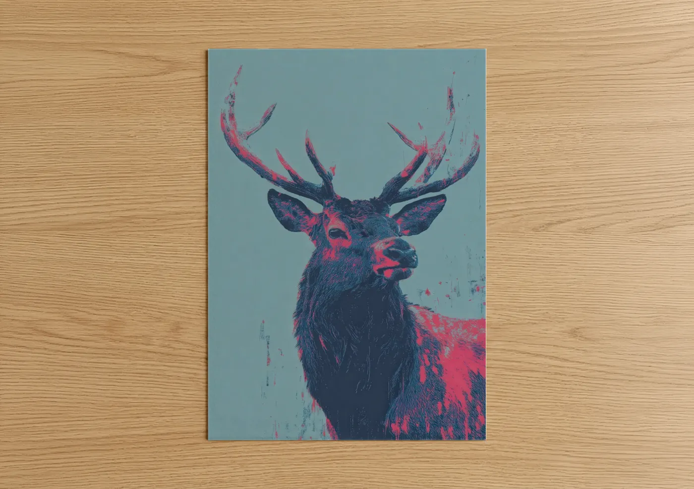 Neon Elk Modern Art Print Wall Art