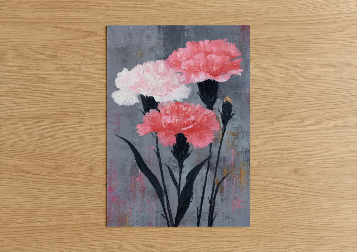 Pink Carnations Modern Floral Wall Art