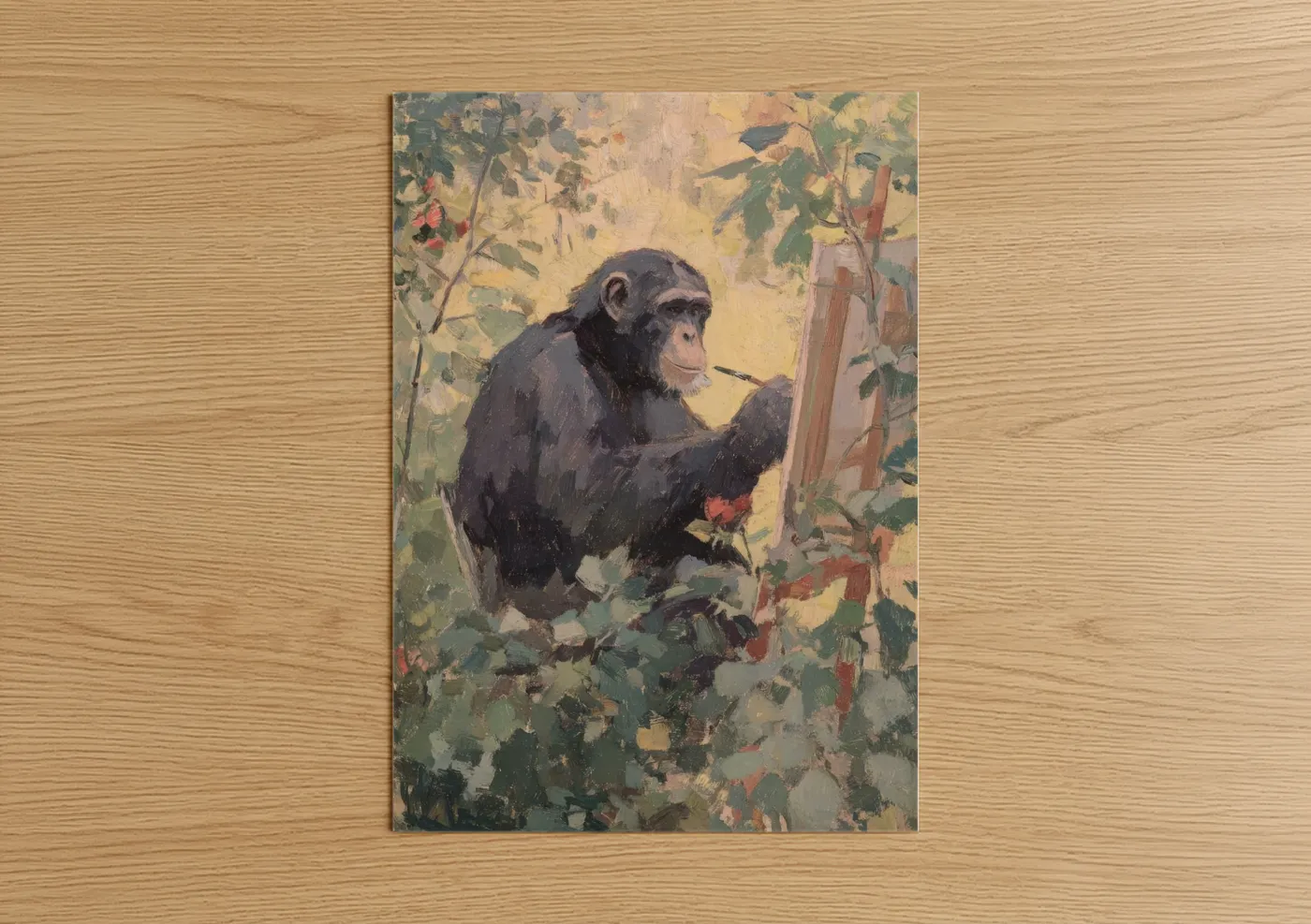 Curious Chimpanzee Reaching Fruit Wall Art