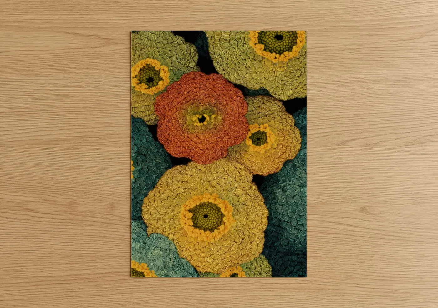 Embroidered Ranunculus Floral Wall Art