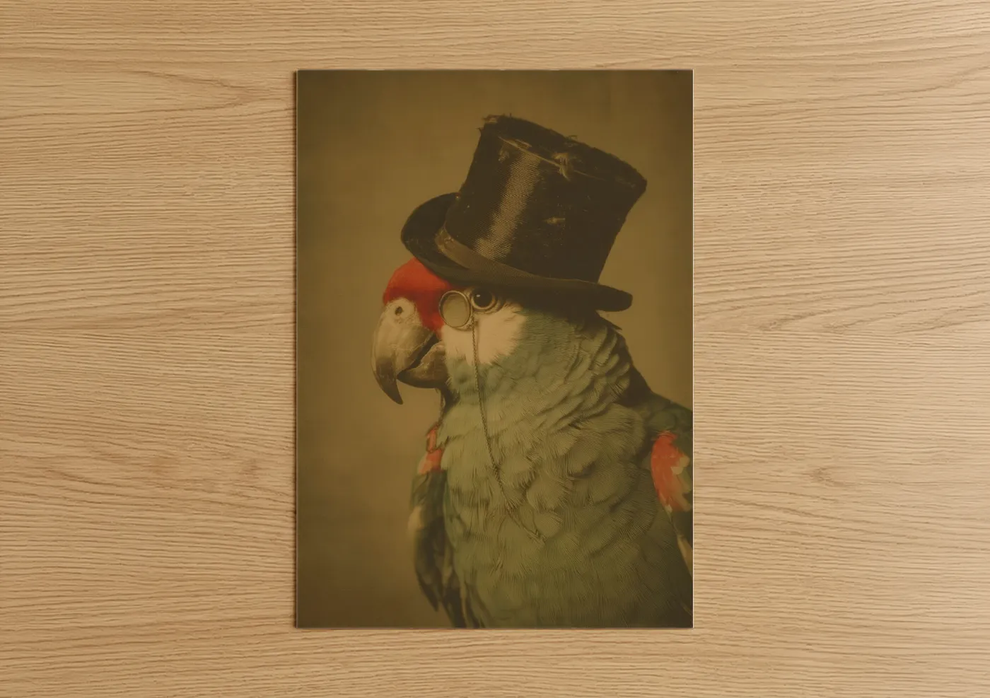Dapper Parrot Monocle Top Hat Portrait Wall Art