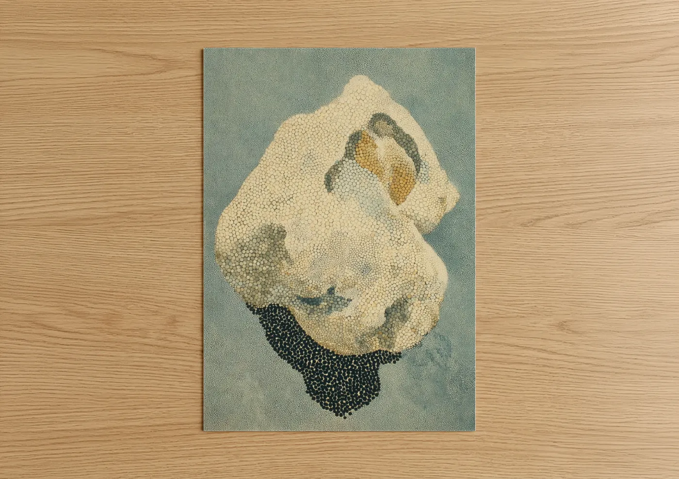 Creamed Oyster Shell Dotwork Illustration Wall Art