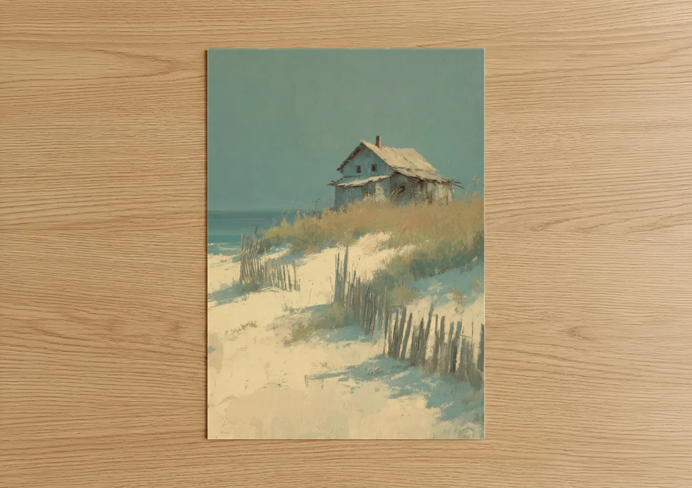 Coastal Cottage Beachside Illustration Wall Art