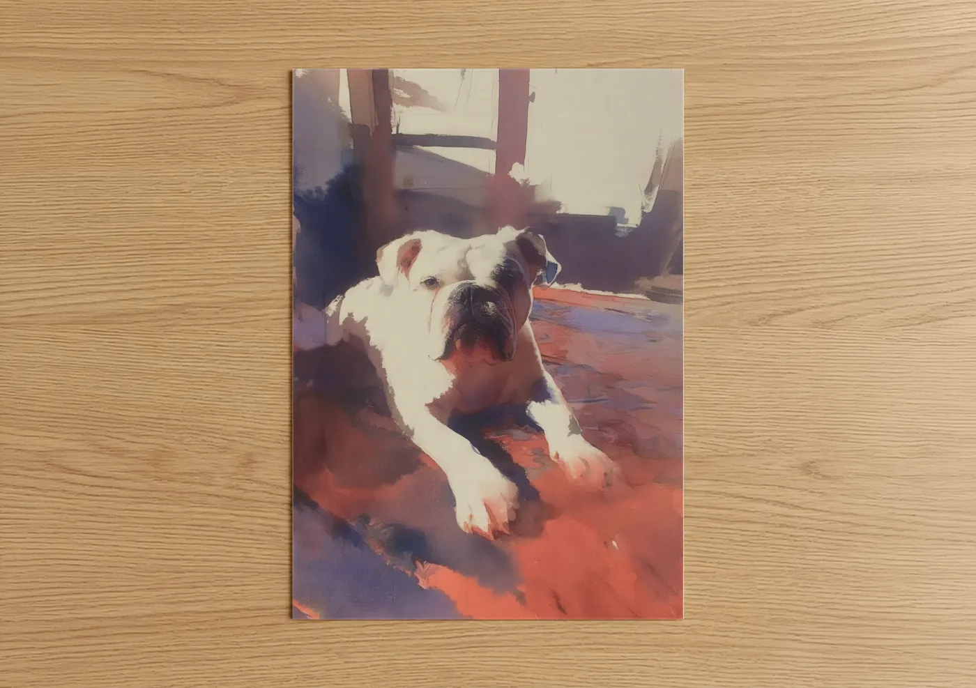 Sunlit Bulldog Portrait Warm Light Wall Art