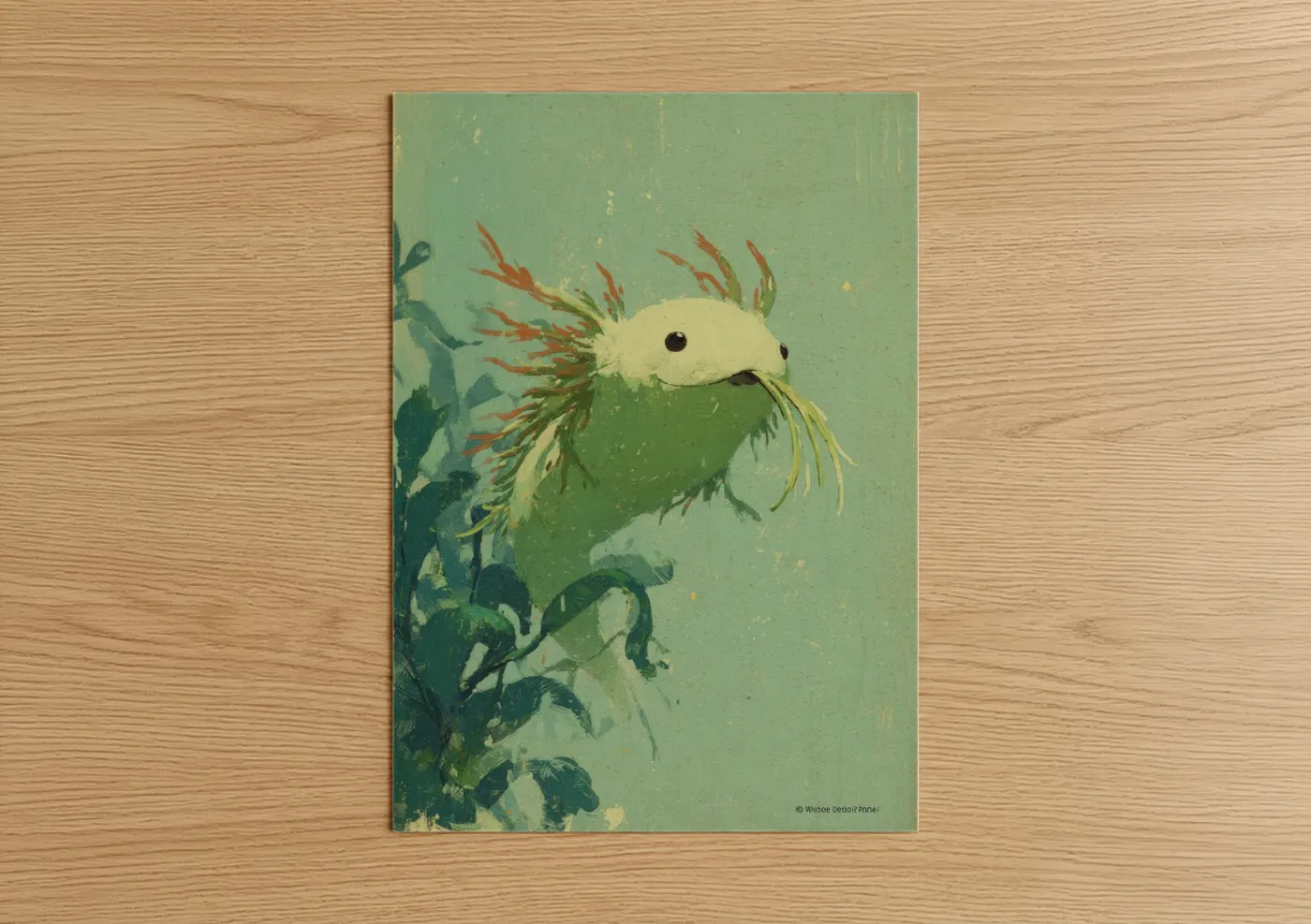 Jade Nudibranch Sea Creature Illustration Wall Art