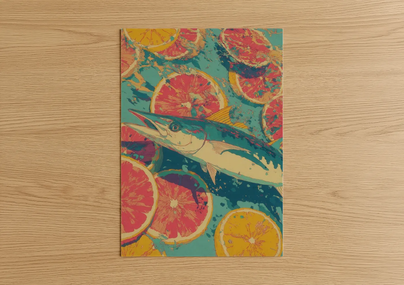 Citrus Wahoo Pop Art Fish Illustration Wall Art