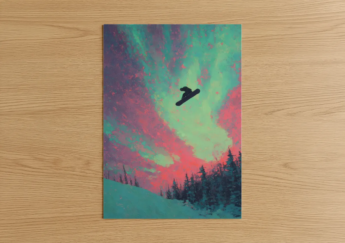 Aurora Snowboarder Winter Sport Wall Art