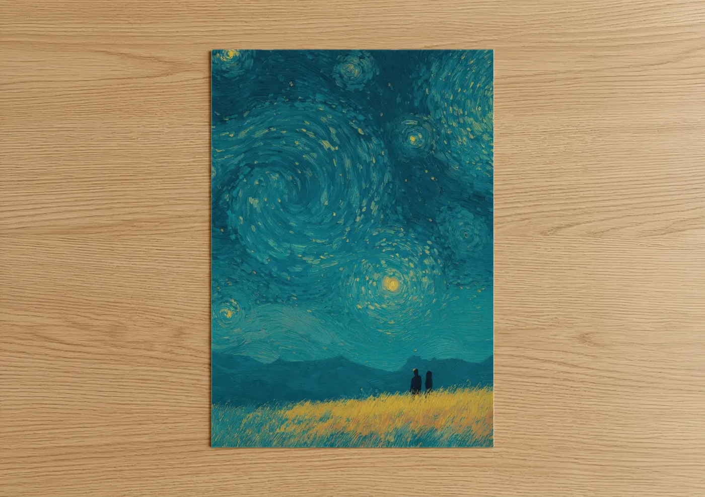 Couple Under Starry Night Sky Wall Art
