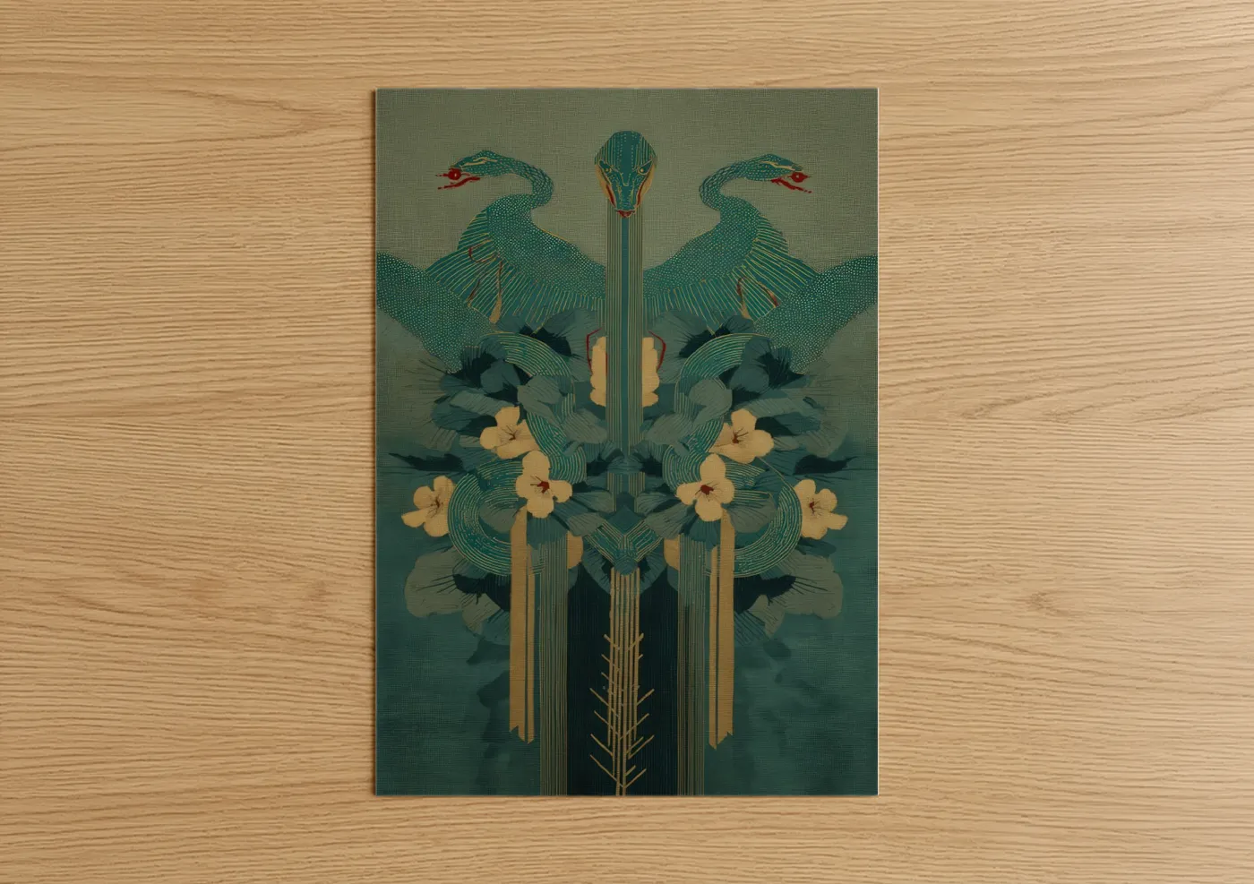 Emerald Basilisk Mythical Creature Wall Art