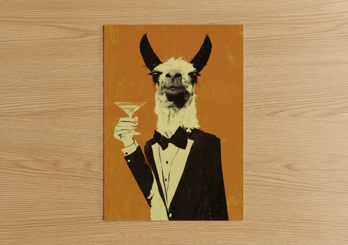 Sophisticated Llama in Tuxedo Wall Art