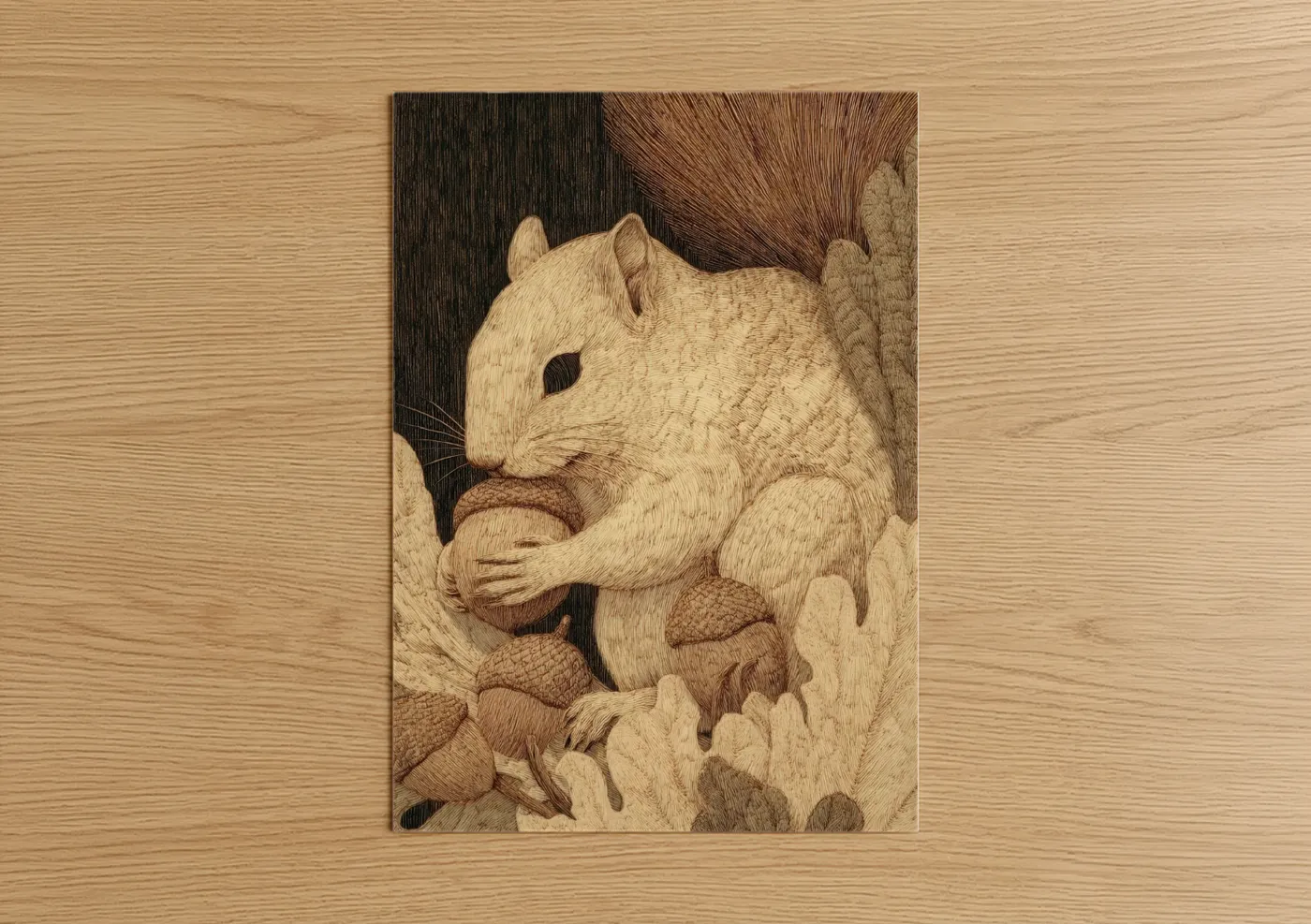 Squirrel Nutkin Woodcarving Wall Art