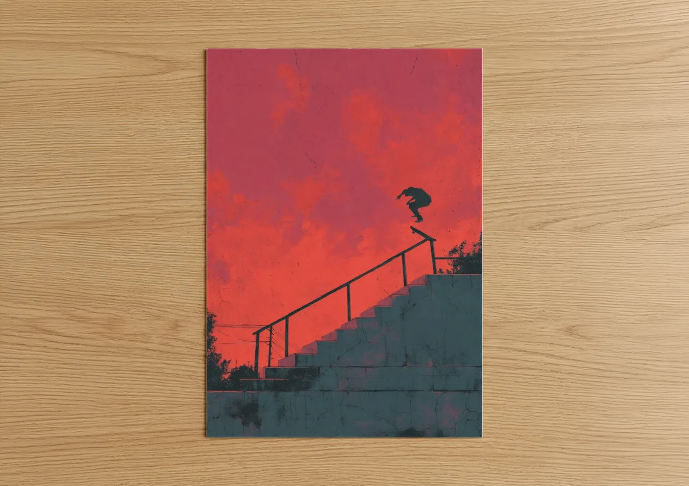 Skateboarder Silhouette Sunset Wall Art