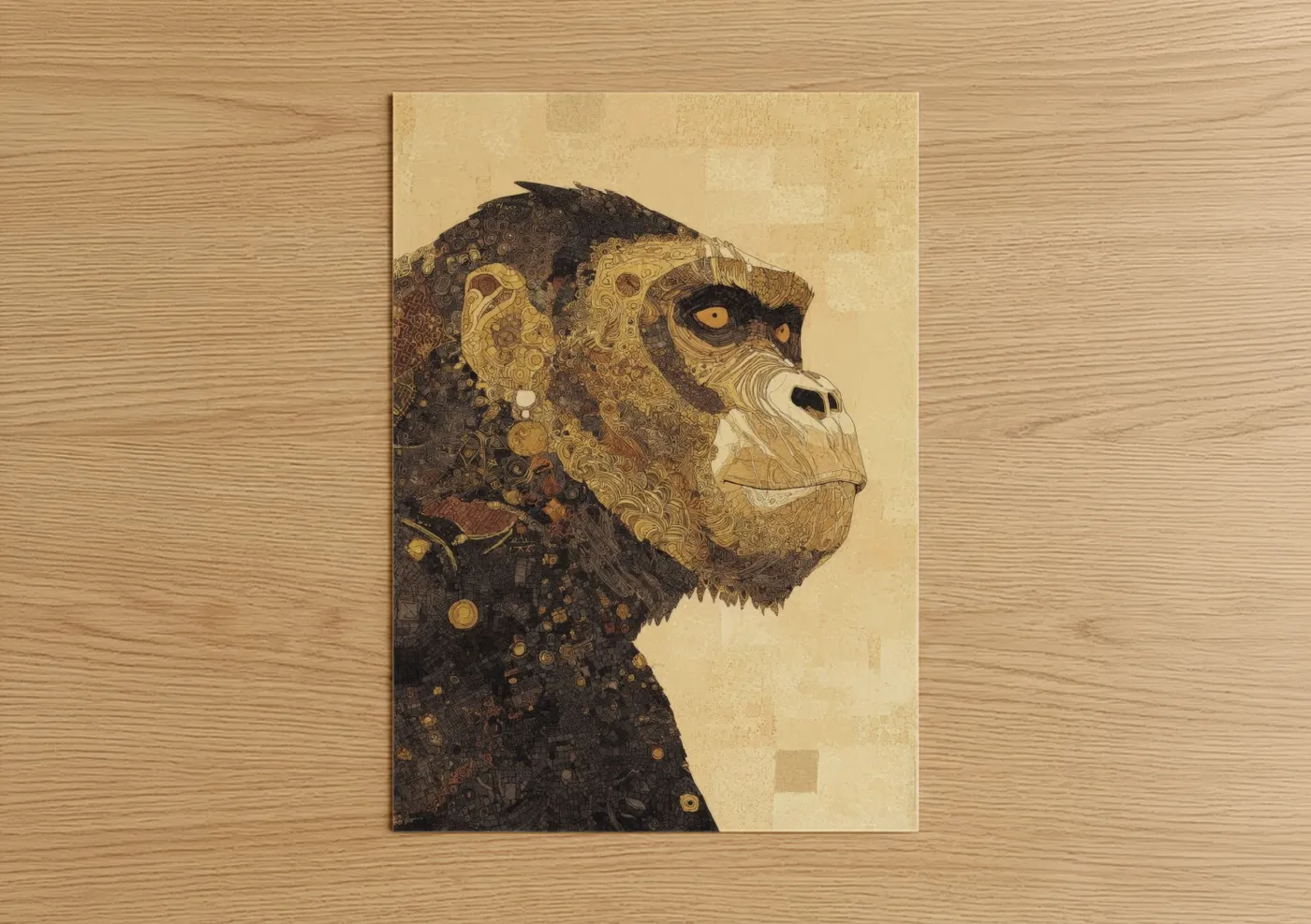 Golden Gorilla Portrait Ornamental Wall Art