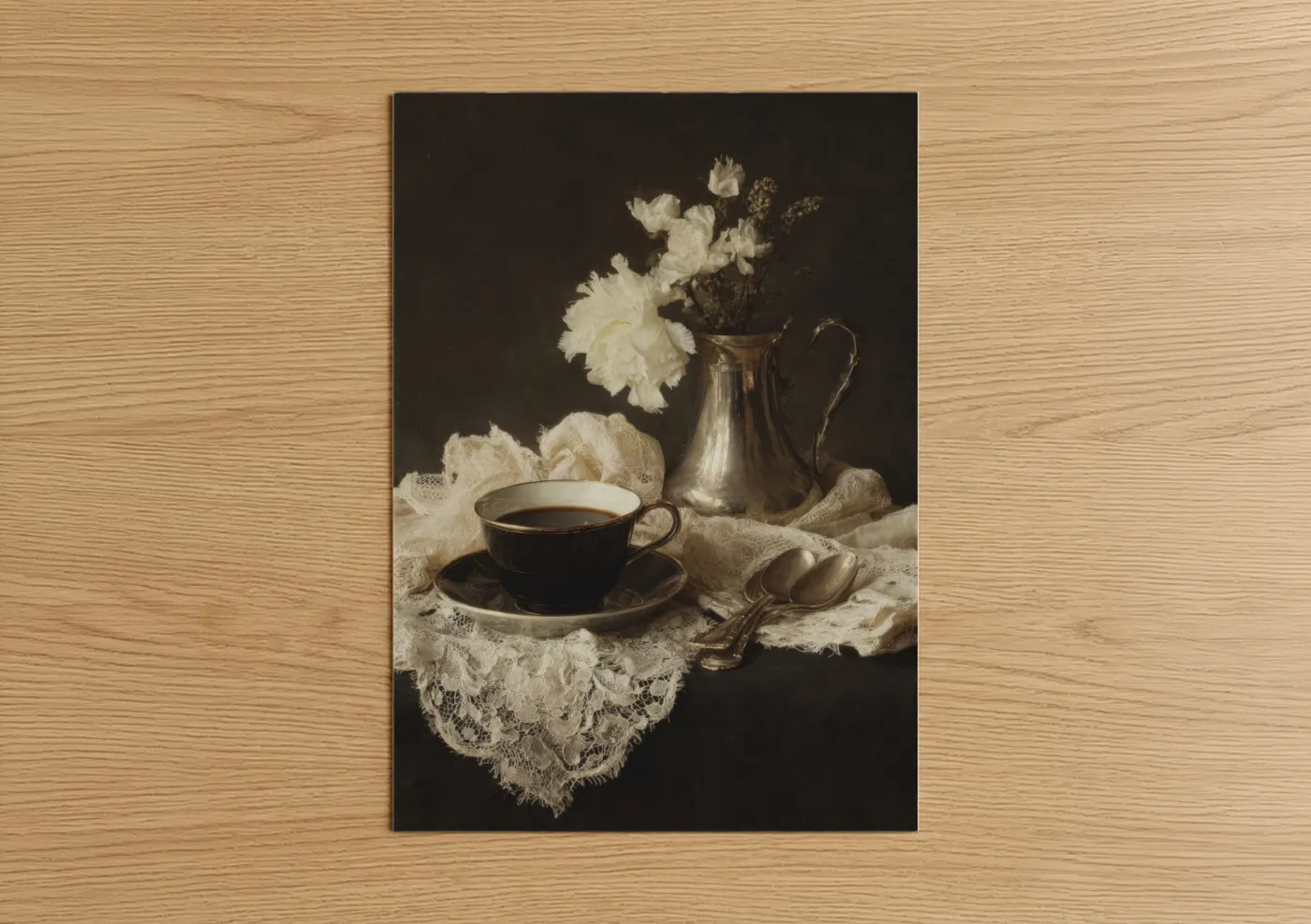 Vintage Coffee Stilllife with Peonies Wall Art
