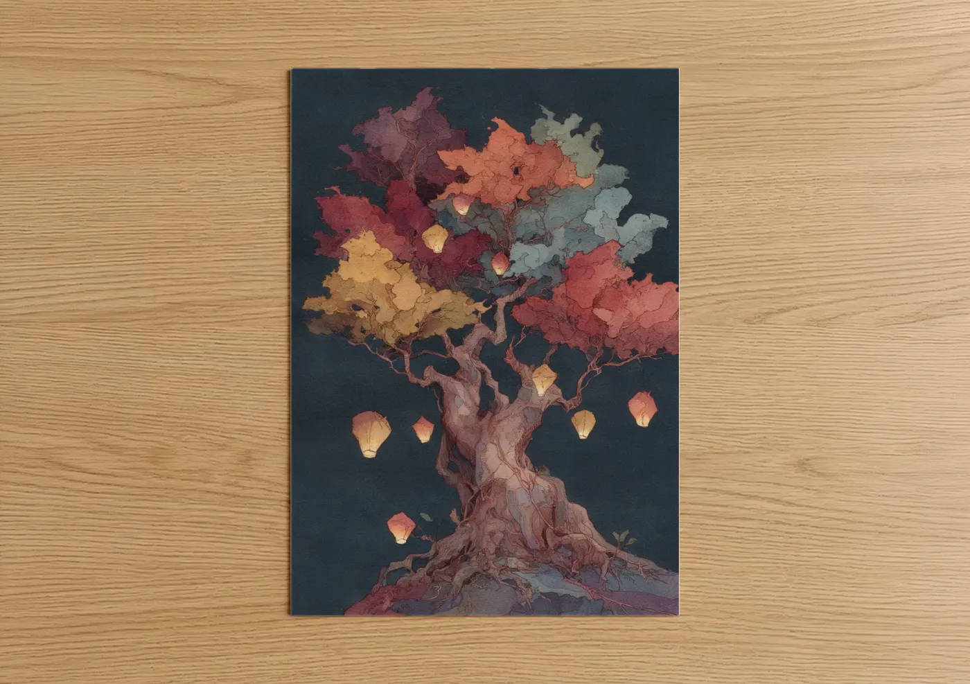 Luminous Baobab Tree Fantasy Wall Art
