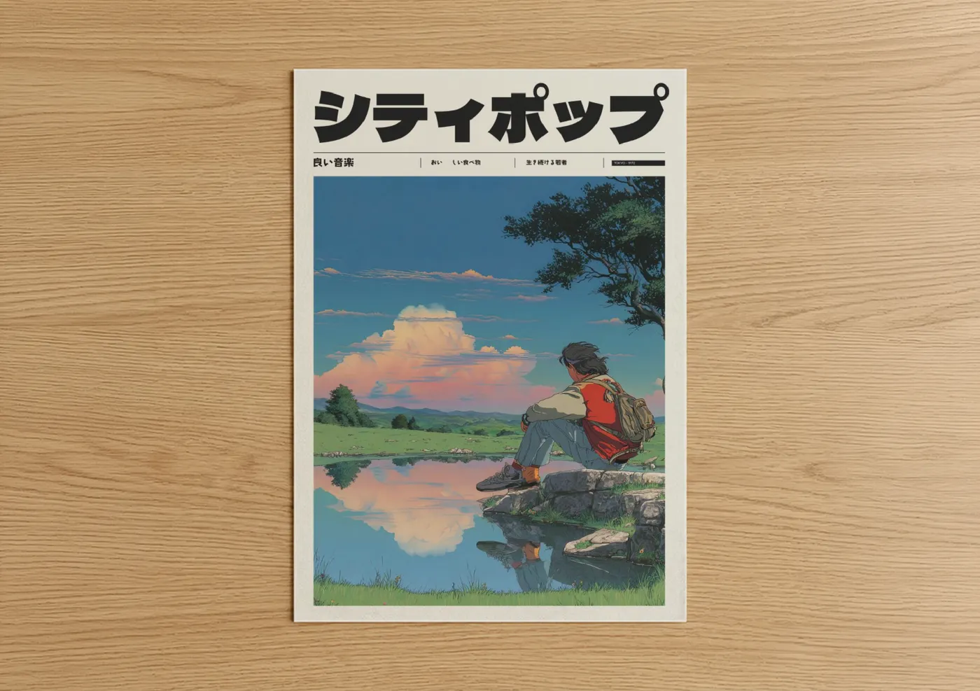 Anime Wanderer Sunset Landscape Wall Art