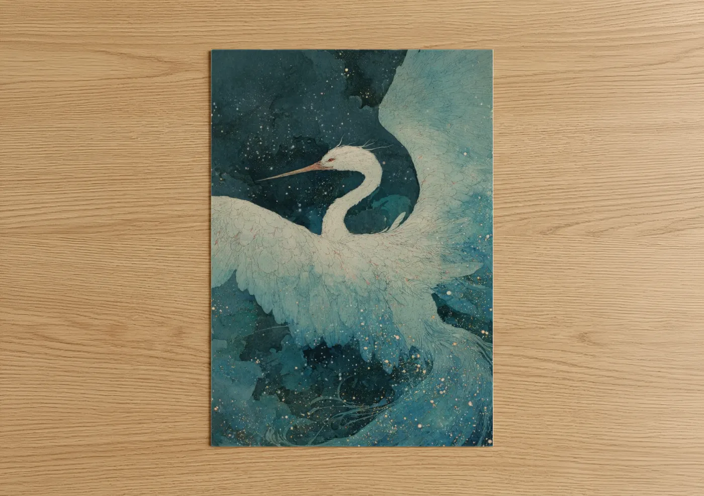 Celestial Phoenix Watercolor Wall Art