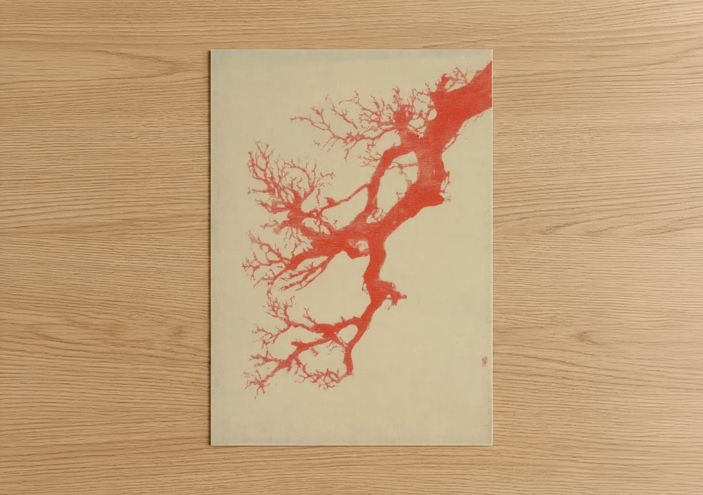 Crimson Coral Network Abstract Wall Art