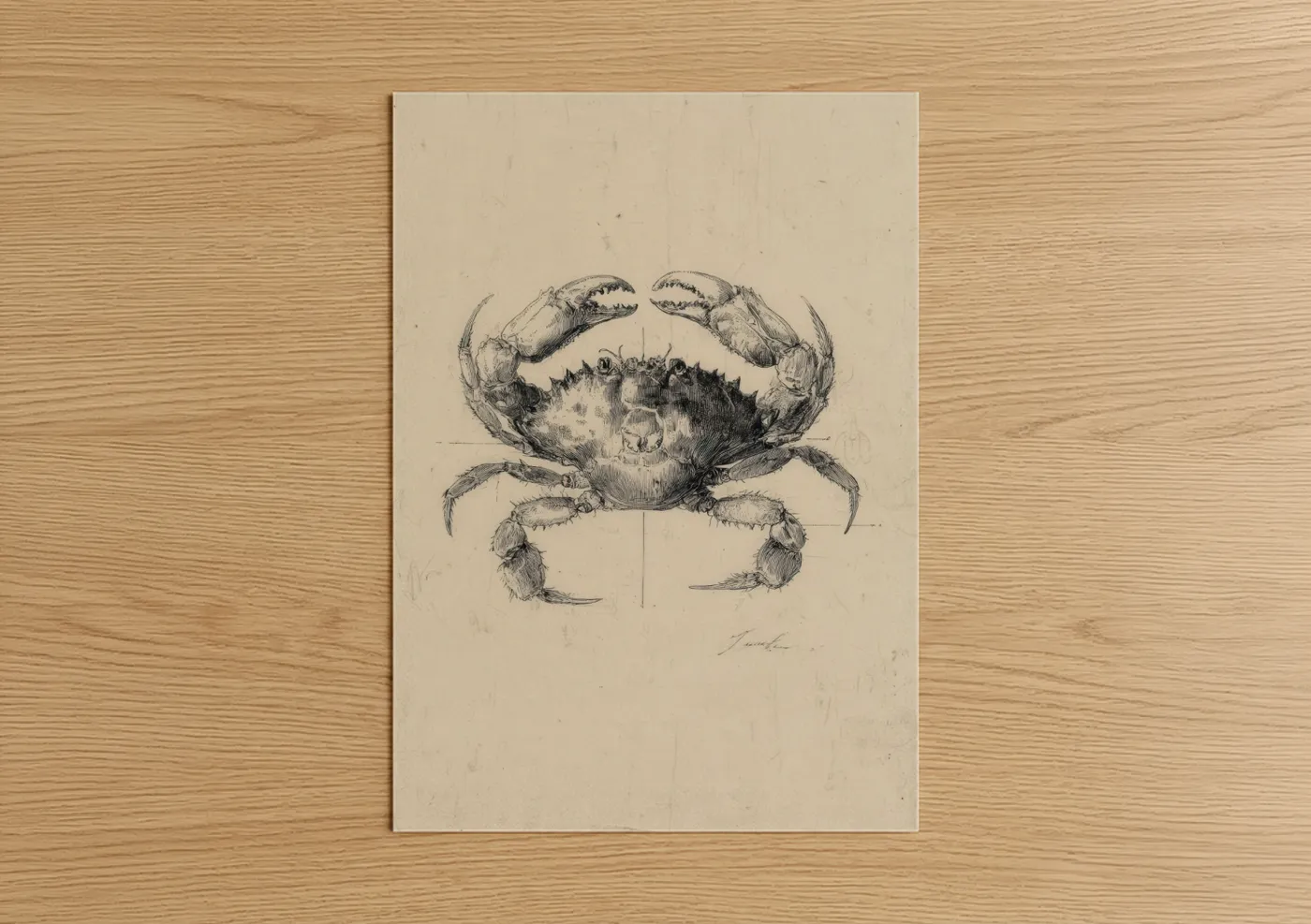 Vintage Crab Study Pen Illustration Wall Art