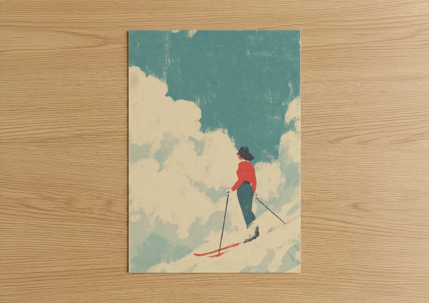 Alpine Skier Winter Mountain Landscape Wall Art