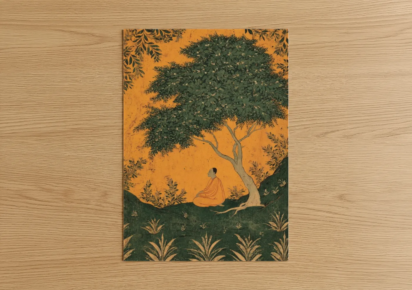 Meditative Garden Yoga Illustration Wall Art