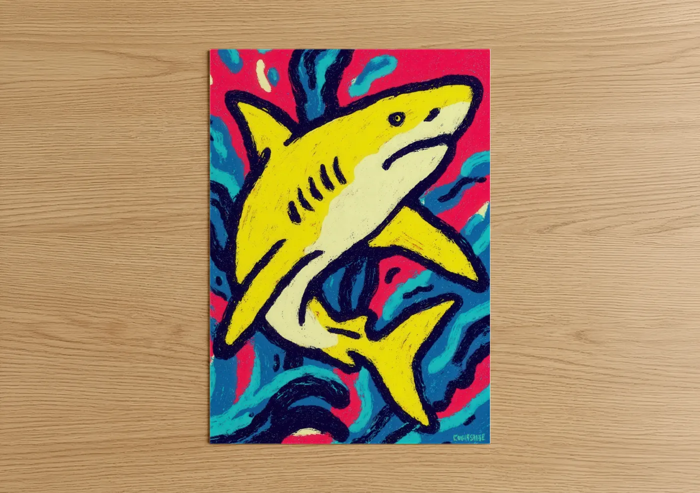 Neon Lemon Shark Pop Wall Art