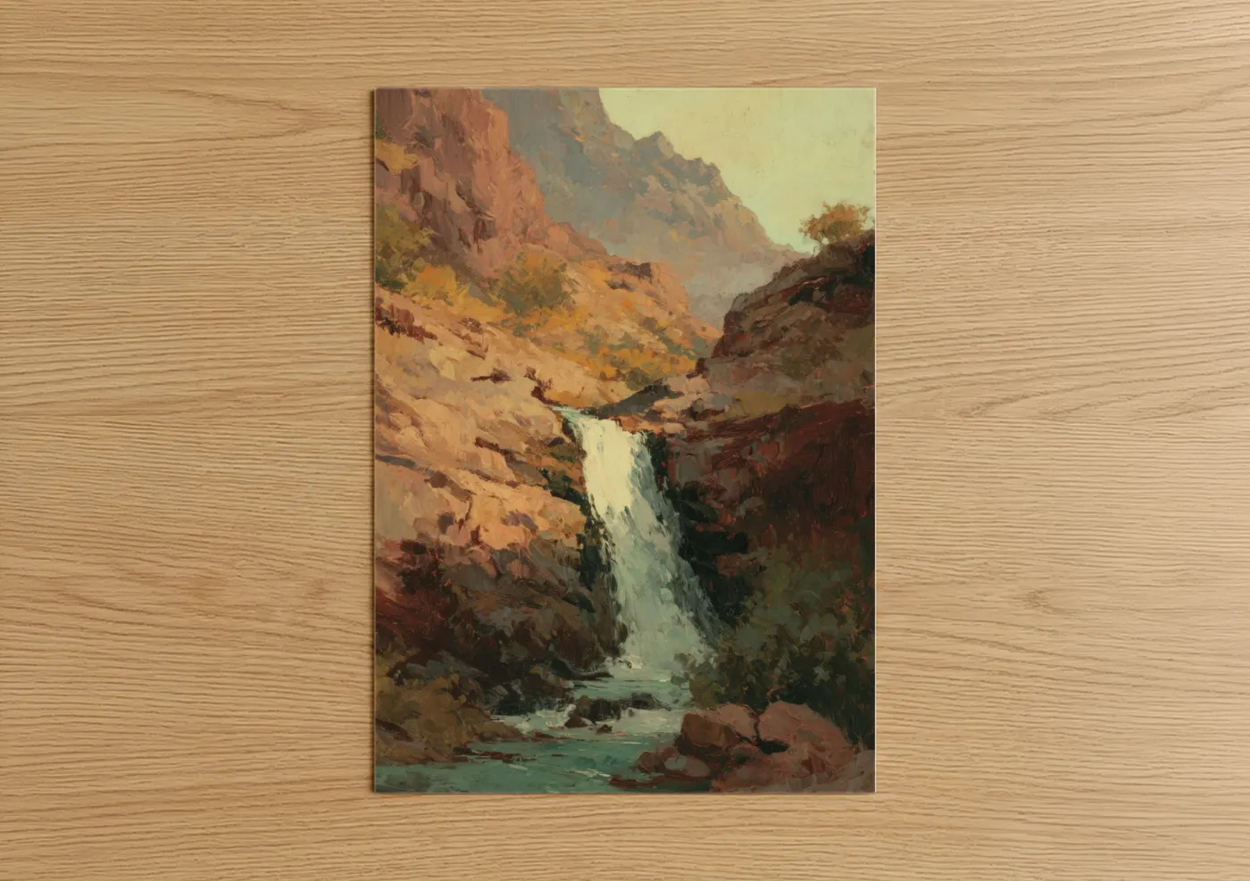 Canyon Waterfall Landscape Painting Wall Art
