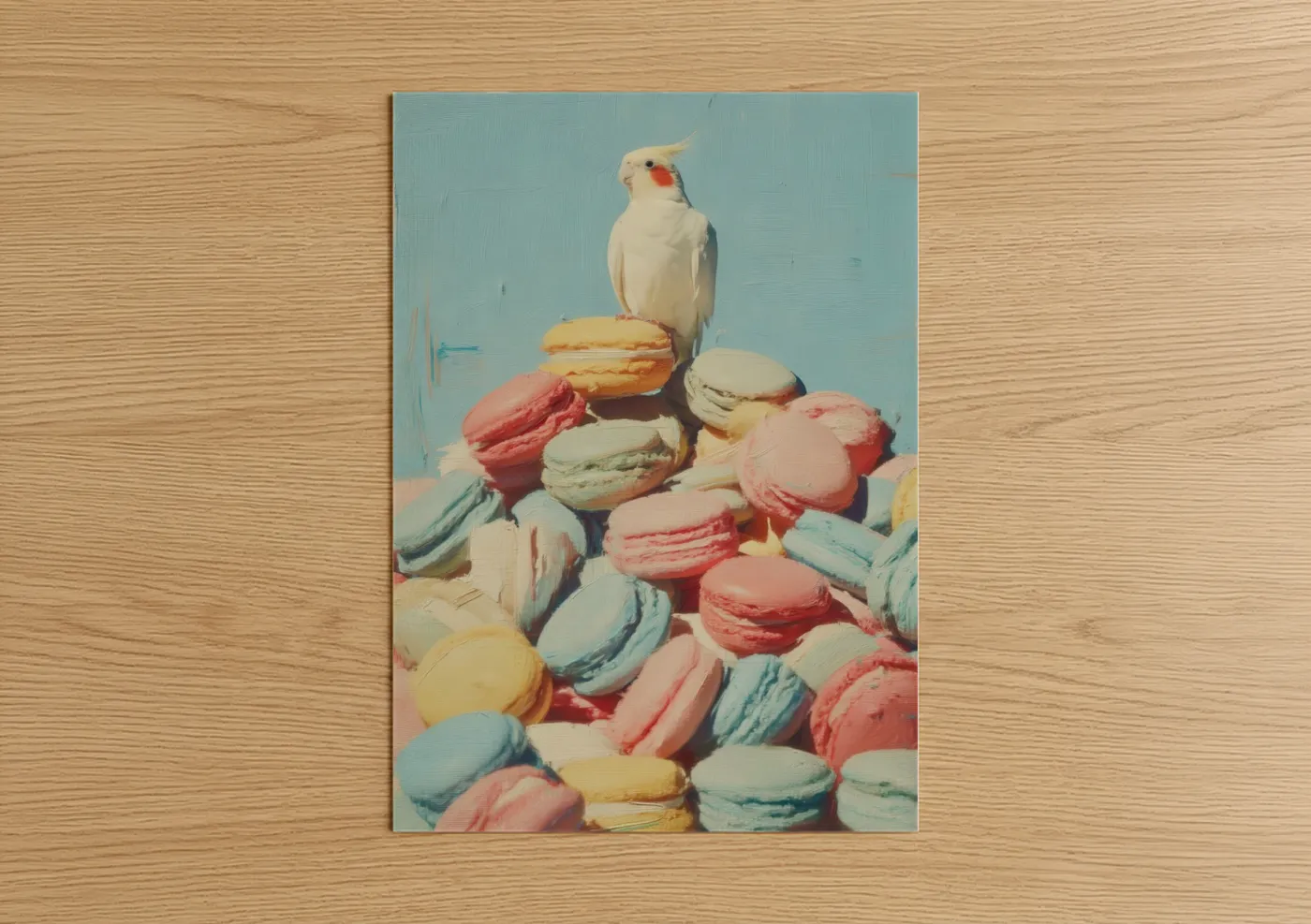 Whimsical Cockatiel with Macarons Wall Art