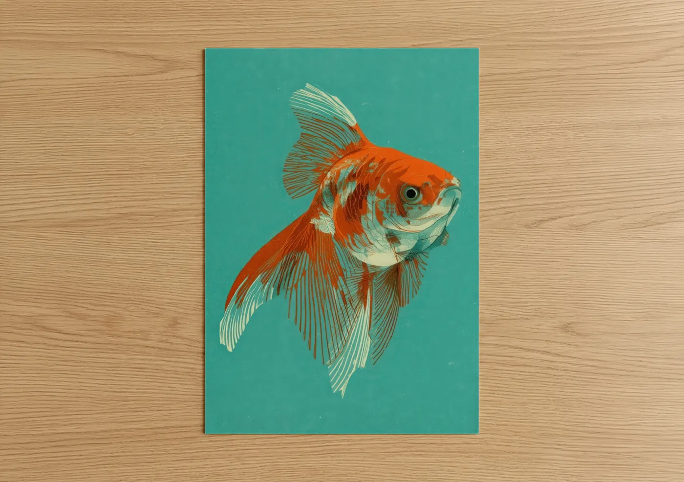 Orange Goldfish Aquarium Fish Illustration Wall Art