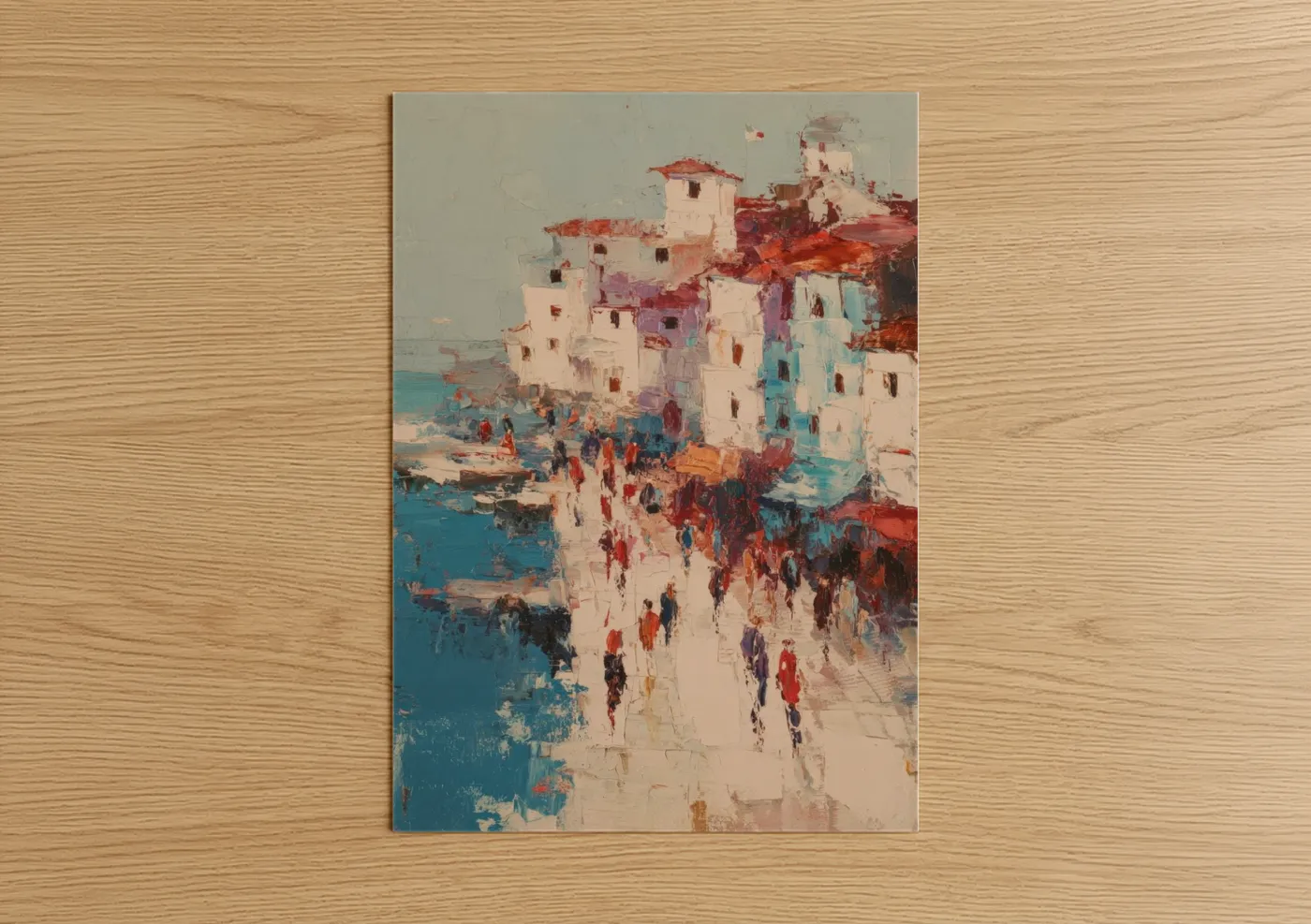 Colorful Coastal Town Impressionist Wall Art