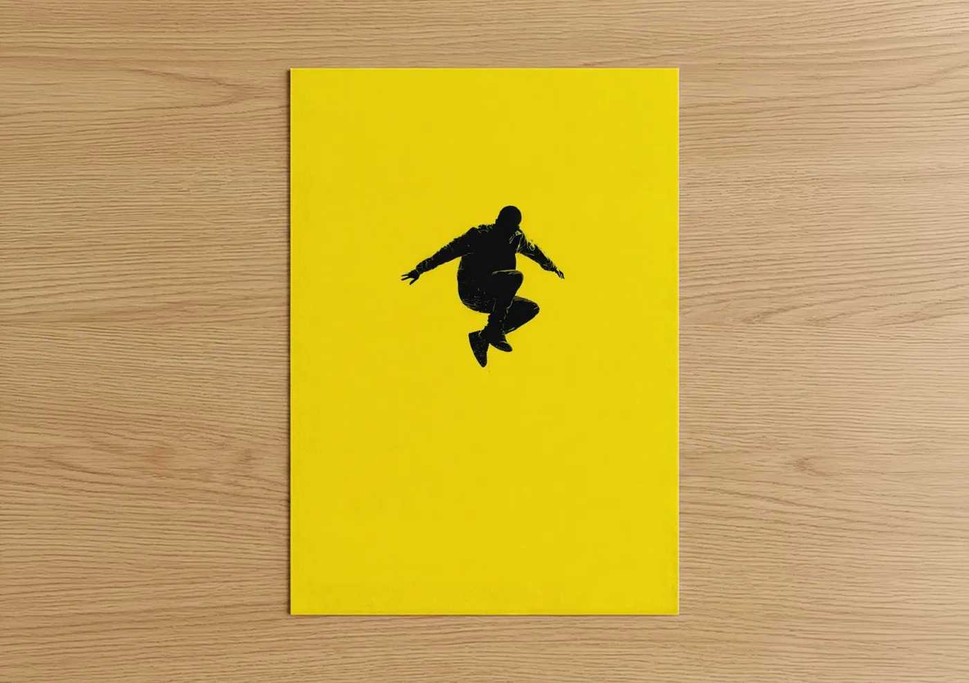 Airborne Parkour Athlete Yellow Silhouette Wall Art
