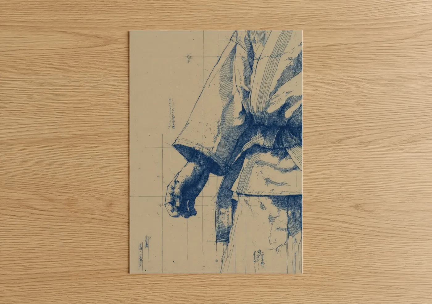 Aikido Throw Martial Arts Line Drawing Wall Art