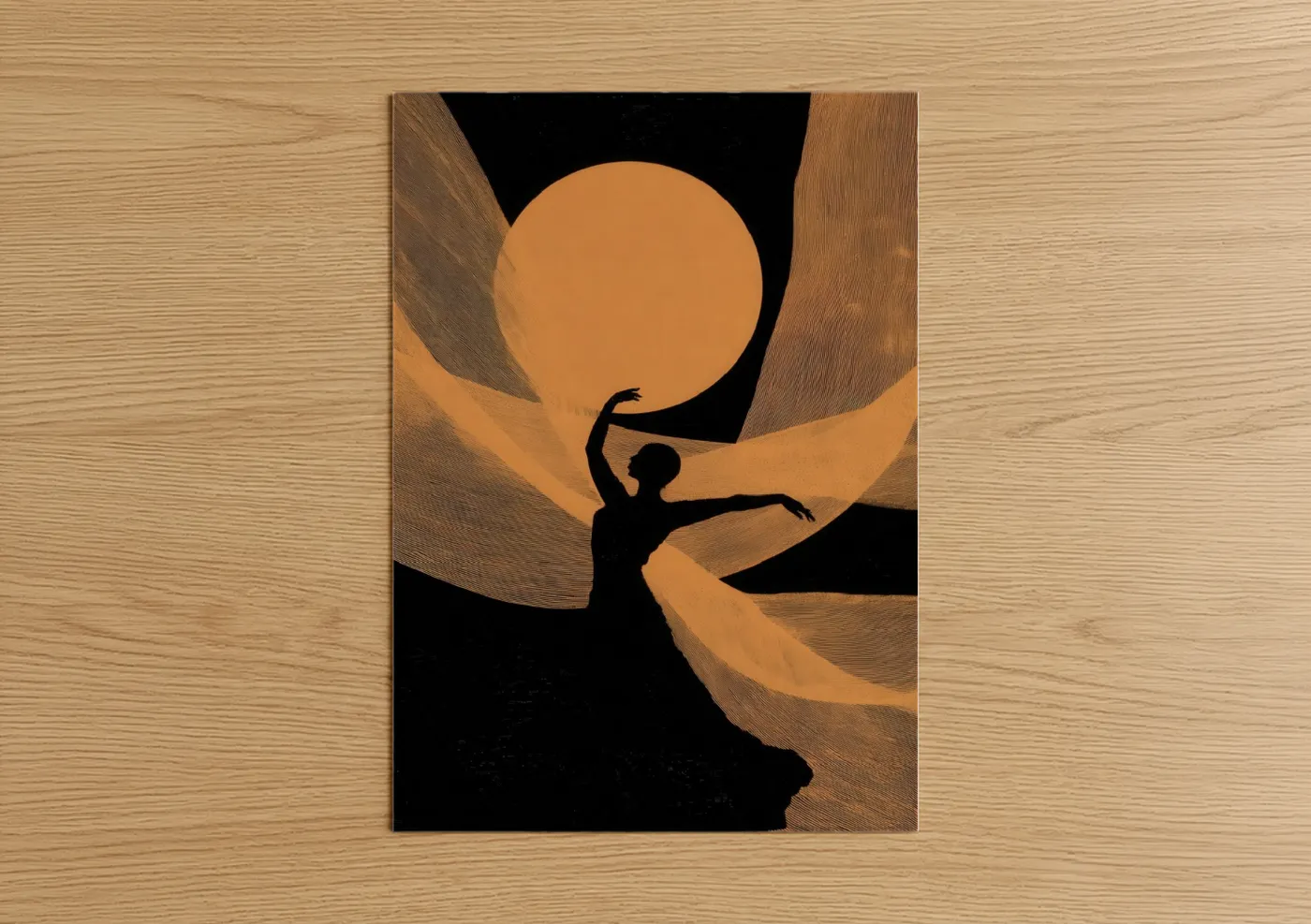Golden Belly Dancer Silhouette Wall Art