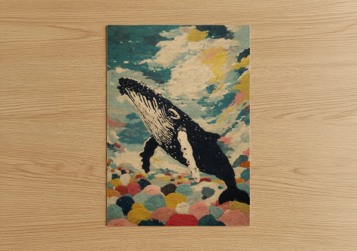 Humpback Whale Breaching Colorful Abstract Wall Art