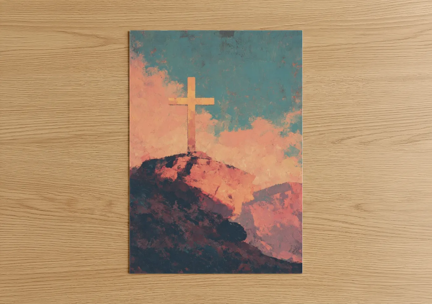 Golden Cross Hilltop Sunrise Wall Art