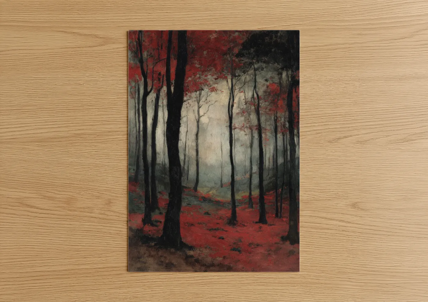 Crimson Forest Autumn Landscape Wall Art