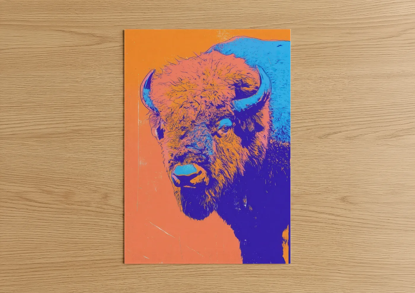 Neon Bison Pop Art Portrait Wall Art