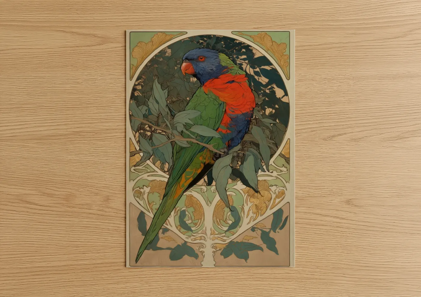 Vibrant Rainbow Lorikeet Art Deco Wall Art